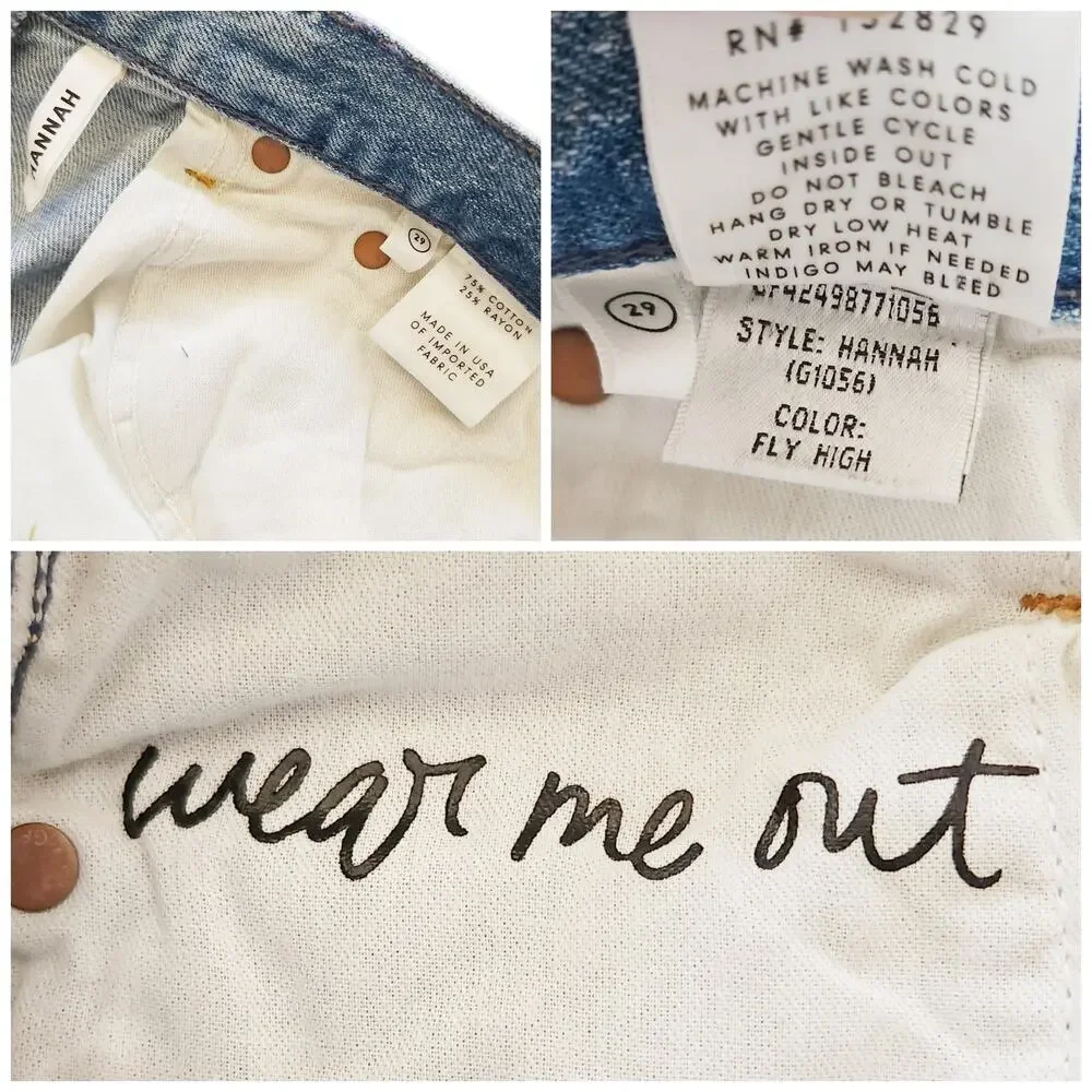 GRLFRND Hannah distressed high waist cropped blue jeans in Fly High Size 29 NEW - Picture 7 of 8